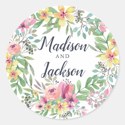 Sticker Rond Mariage couleur aquarelle (Devant)