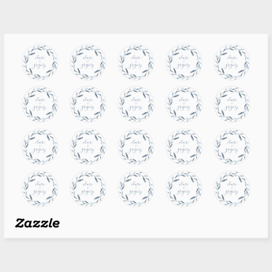 Sticker Rond Mariage couleur bleu et blanc (Feuille)