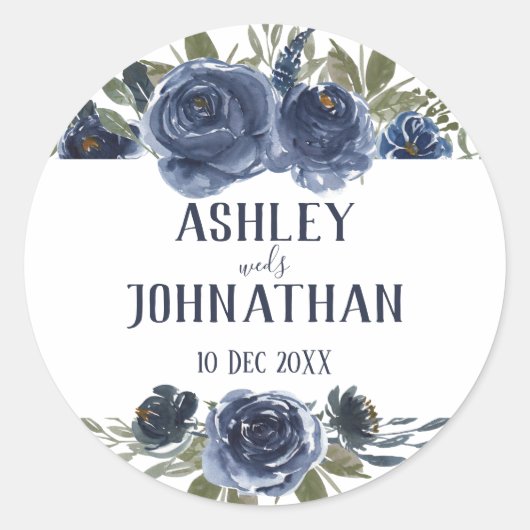 Sticker Rond Mariage couleur bleu marine (Devant)