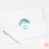 Sticker Rond Mariage couleur d'aquarelle bleu (Enveloppe)