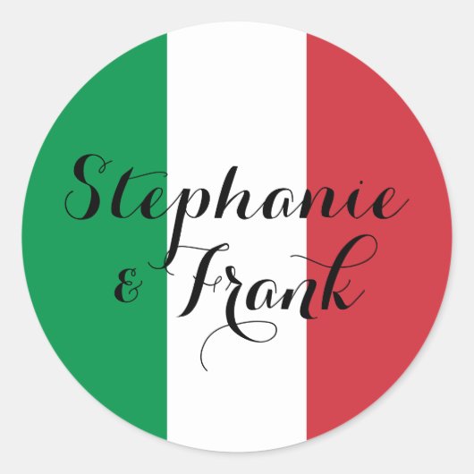 Sticker Rond Mariage couleur drapeau italien (Devant)