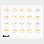 Sticker Rond Mariage couleur or de conception de coeur (Feuille)