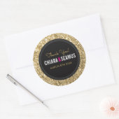Sticker Rond MARIAGE COUPLE SEAL moderne luxe or parties scinti (Enveloppe)