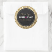 Sticker Rond MARIAGE COUPLE SEAL moderne luxe or parties scinti (Sac)