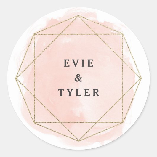 Sticker Rond Mariage Couples Jumeaux Rose Aquarelle (Devant)