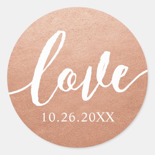 Sticker Rond Mariage cuivre Calligraphie Aimer Favoriser le pho (Devant)