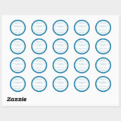 Sticker Rond Mariage Customisé bleu simple (Feuille)