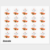 Sticker Rond Mariage d'accueil de dessin de fleurs Red Poppy (Feuille)