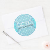 Sticker Rond Mariage damassé bleue (Enveloppe)
