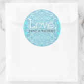 Sticker Rond Mariage damassé bleue (Sac)