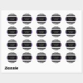 Sticker Rond Mariage damassé noire et violette (Feuille)