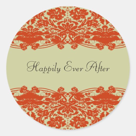 Sticker Rond Mariage damassé rouge (Devant)