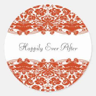 Sticker Rond Mariage damassé rouge