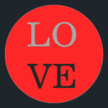 Sticker Rond Mariage d'amour Arrière - plan gris rouge<br><div class="desc">Vous pouvez facilement changer les polices et les couleurs. Vous pouvez également ajouter votre logo et l'image arrière - plan comme vous le souhaitez.</div>