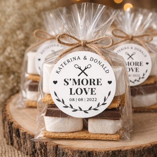 Sticker Rond Mariage d'amour de S'more moderne 