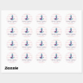 Sticker Rond Mariage d'Ancre d'aquarelle rose marine (Feuille)