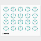 Sticker Rond Mariage d'Ancre de bande turquoise marine (Feuille)