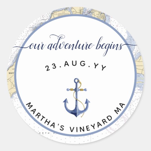 Sticker Rond Mariage d'Ancre de graphique nautique authentique (Devant)