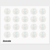 Sticker Rond Mariage d'Ancre turquoise Rustique (Feuille)