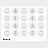 Sticker Rond Mariage d'Ancres Blue Rustic (Feuille)