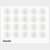 Sticker Rond Mariage d'Ancres Royal Blue Rustic (Feuille)