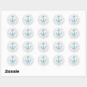 Sticker Rond Mariage d'Ancres Turquoise Rustic (Feuille)