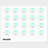 Sticker Rond Mariage d'aquarelle Abstrait vert et bleu (Feuille)