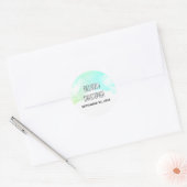 Sticker Rond Mariage d'aquarelle Abstrait vert et bleu (Enveloppe)