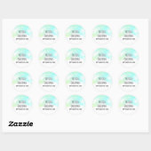 Sticker Rond Mariage d'aquarelle Abstrait vert et bleu (Feuille)