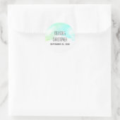 Sticker Rond Mariage d'aquarelle Abstrait vert et bleu (Sac)