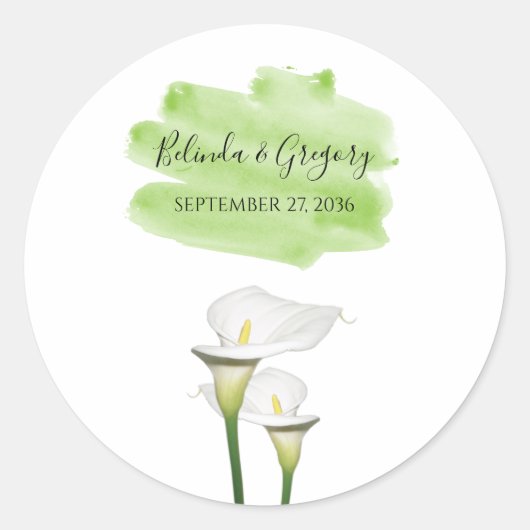 Sticker Rond Mariage d'aquarelle blanc Calla Lilies (Devant)