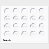 Sticker Rond Mariage d'aquarelle bleu et blanc (Feuille)