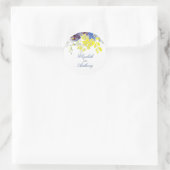 Sticker Rond Mariage d'aquarelle bleu et jaune (Sac)