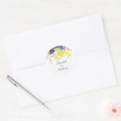 Sticker Rond Mariage d'aquarelle bleu et jaune (Enveloppe)