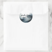 Sticker Rond Mariage d'aquarelle bleu et or Marine (Sac)