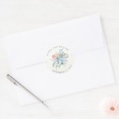 Sticker Rond Mariage d'aquarelle bleu et rose Peony (Enveloppe)