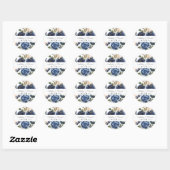 Sticker Rond Mariage d'aquarelle bleu marine (Feuille)