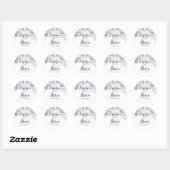 Sticker Rond Mariage d'aquarelle bleu roux (Feuille)