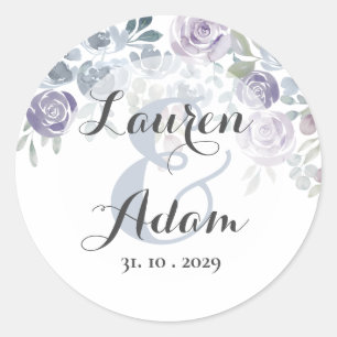 Sticker Rond Mariage d'aquarelle bleu roux