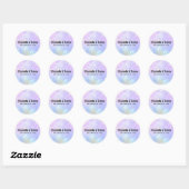 Sticker Rond Mariage d'aquarelle bleu violet élégant (Feuille)