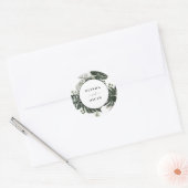 Sticker Rond Mariage d'aquarelle botanique de verdure rustique (Enveloppe)
