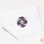 Sticker Rond Mariage d'aquarelle couleur rose et bleu épais (Enveloppe)
