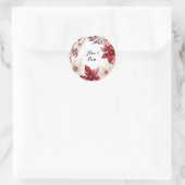 Sticker Rond Mariage d'aquarelle de couronne rouge et blanc (Sac)