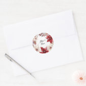 Sticker Rond Mariage d'aquarelle de couronne rouge et blanc (Enveloppe)