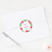 Sticker Rond Mariage d'aquarelle de Feuilles tropicaux (Enveloppe)