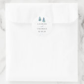 Sticker Rond Mariage d'aquarelle de pin d'hiver (Sac)