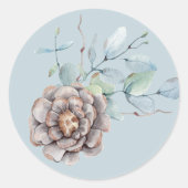 Sticker Rond Mariage d'aquarelle de pin d'hiver et de feuillage (Devant)