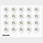 Sticker Rond Mariage d'aquarelle de porte marocaine tropicale (Feuille)