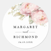 Sticker Rond Mariage d'aquarelle élégant de rose pâle (Devant)