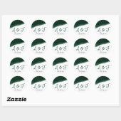 Sticker Rond Mariage d'aquarelle Emerald et Bronze (Feuille)